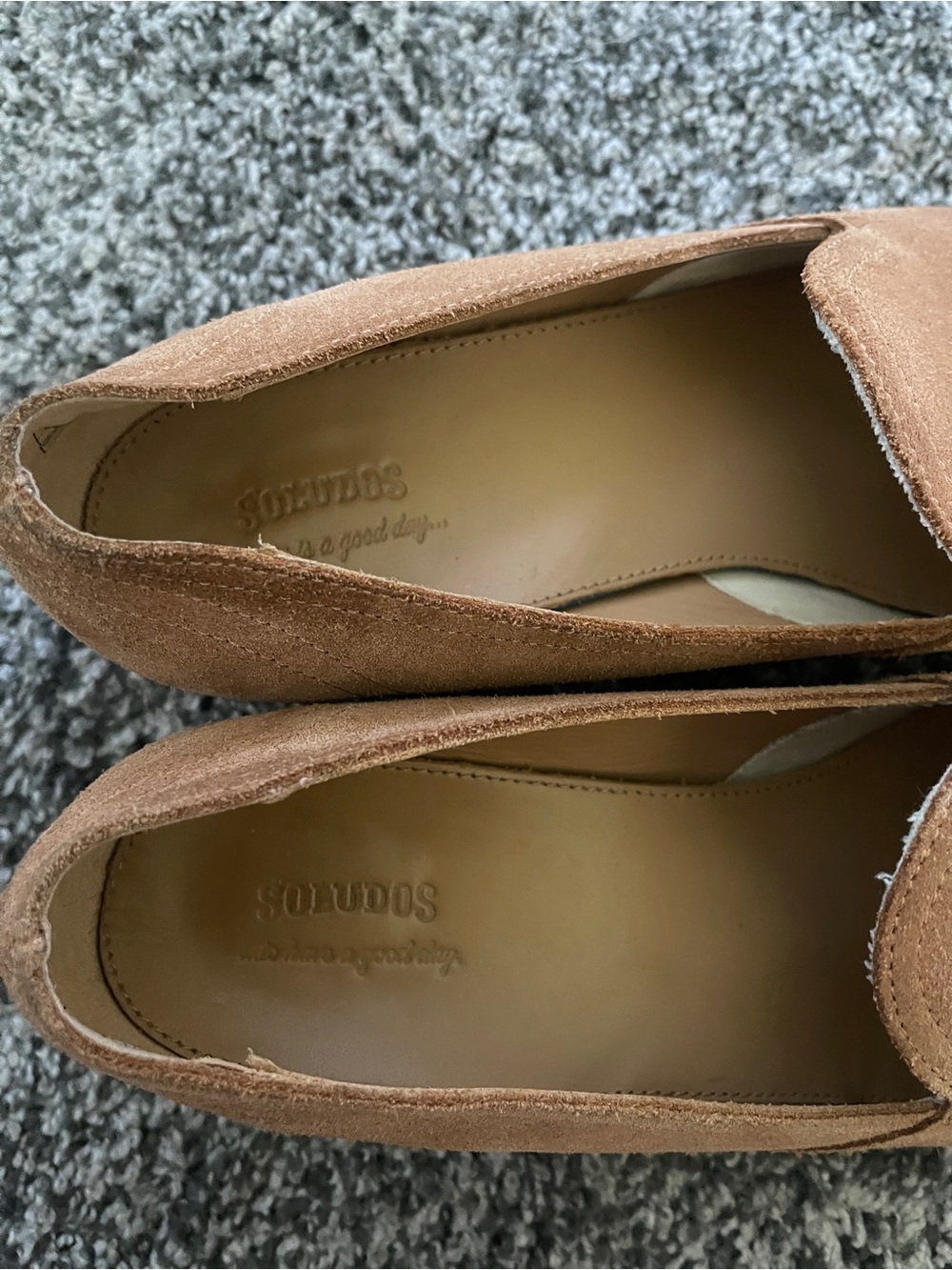Soludos Cognac Suede leather Slip-On healed Loafers size 9 classic - Picture 2 of 9